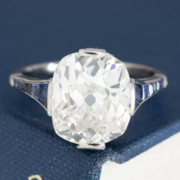 4.6ct Cushion Cut Art-Deco Engagement Ring