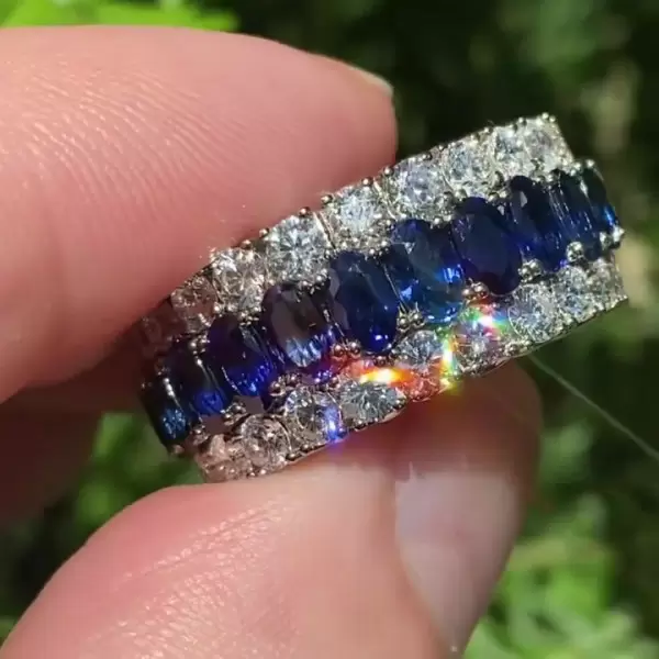 8.35ct Oval Cut Blue Sapphire Eternity Band