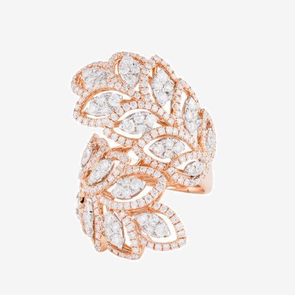 Nature-inspired Two Tone Leaves Bold Cocktail Ring