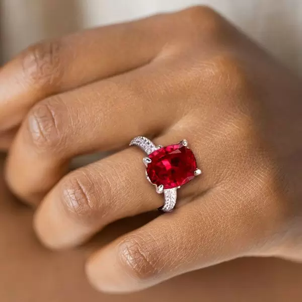 Ruby cushion outlet cut ring
