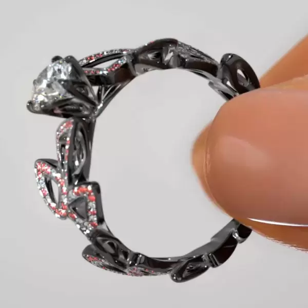 Nature-inspired Round Cut Black Plating Engagement Ring