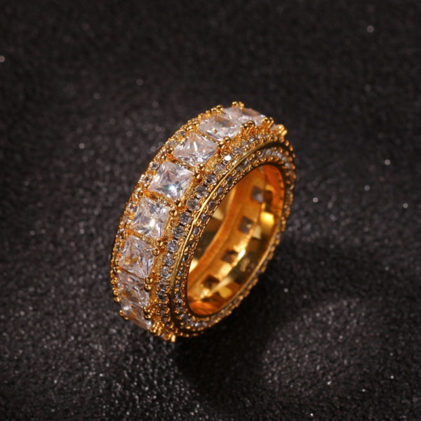Five-Row Micro Pave Setting Princess Cut Eternity Band Ring