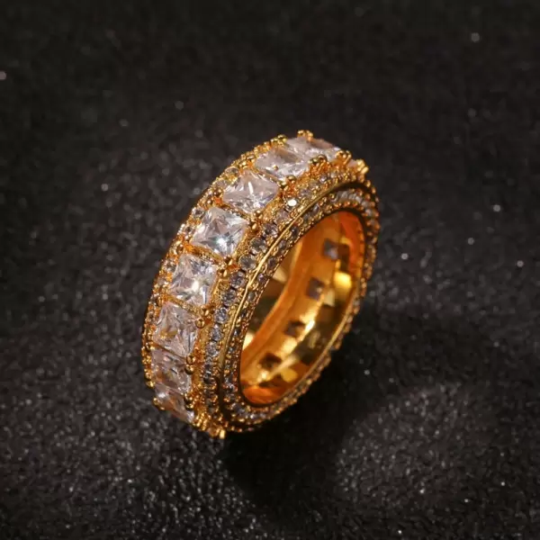 Five-Row Micro Pave Setting Princess Cut Eternity Band Ring