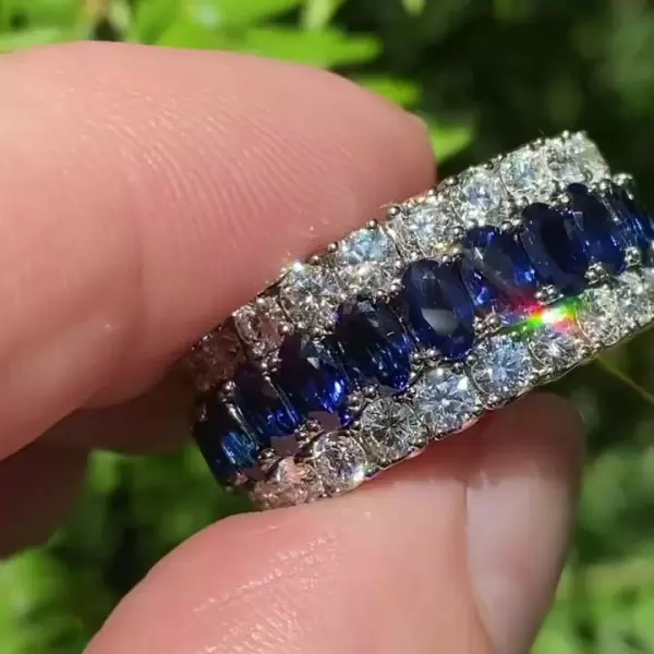 8.35ct Oval Cut Blue Sapphire Eternity Band