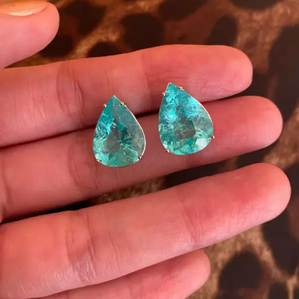 Pear Cut Aquamarine Stud Earrings
