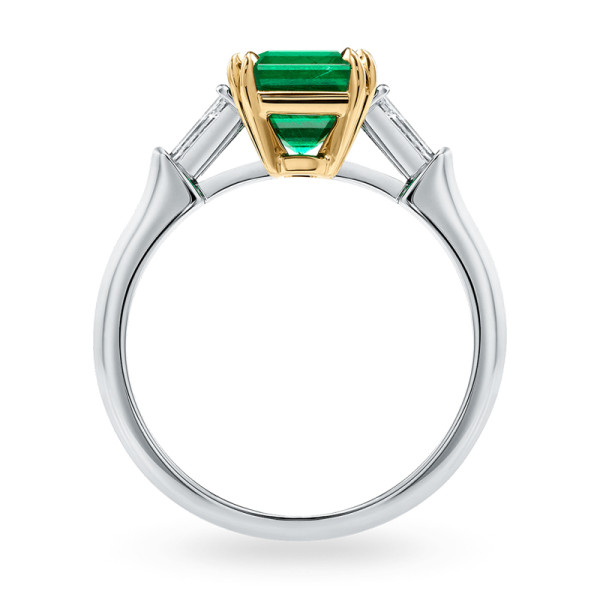 5ct Classic Three-stone Emerald-Cut Emerald Ring