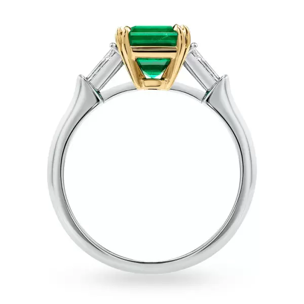 5ct Classic Three-stone Emerald-Cut Emerald Ring