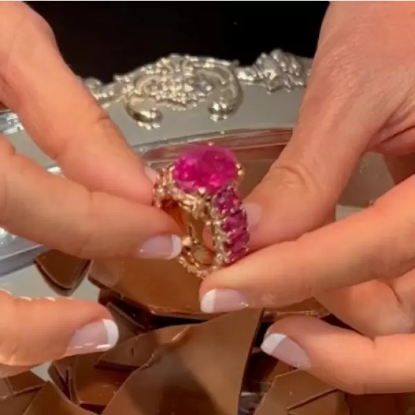 6ct Oval Cut Fuchsia Sapphire Barbie Inspired Cocktail Ring