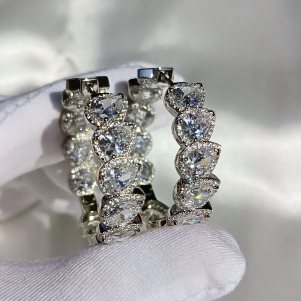 19.5ctw Pear Cut White Sapphire Hoop Earrings