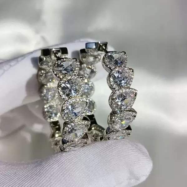 19.5ctw Pear Cut White Sapphire Hoop Earrings