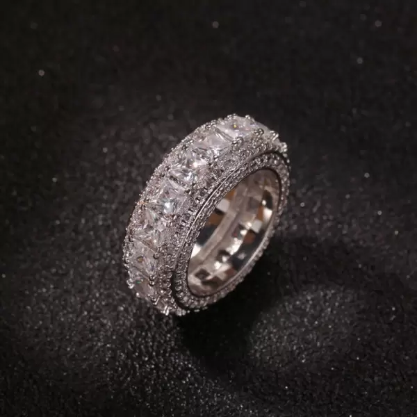 Five-Row Micro Pave Setting Princess Cut Eternity Band Ring