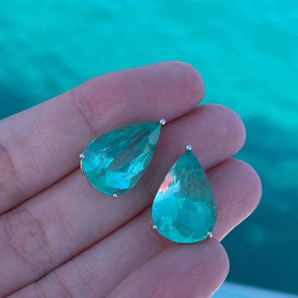 Pear Cut Aquamarine Stud Earrings