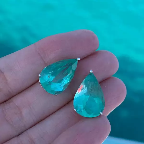 Pear Cut Aquamarine Stud Earrings