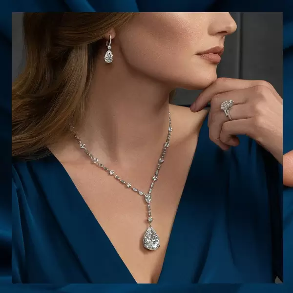 7.3ct Pear Cut White Sapphire Statement Necklace