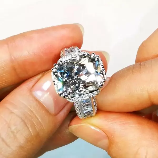11ct Radiant Cut White Sapphire Engagement Ring