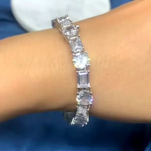 14ctw Round and Emerald Cut Tennis Bracelet