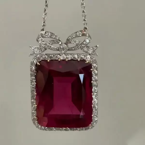Radiant Cut Ruby Pendant Necklace