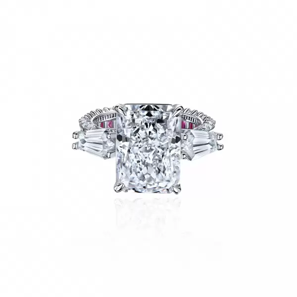 4ct Three-stone Emerald Cut White Sapphire Engagement Ring
