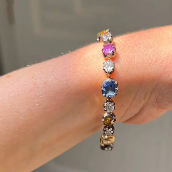 19ctw Oval Cut Multicolor Vintage Button Bracelet