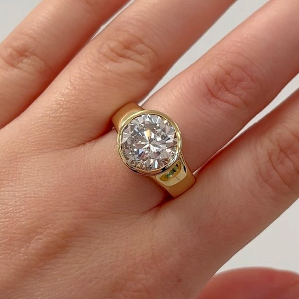 5ct Round Cut Simple Classic Wide Engagement Ring