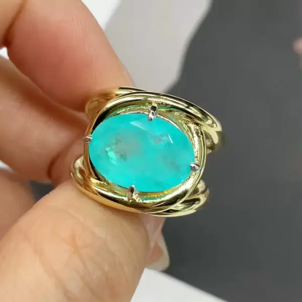 5.8ct Oval Cut Green Blue Paraiba Engagement Ring