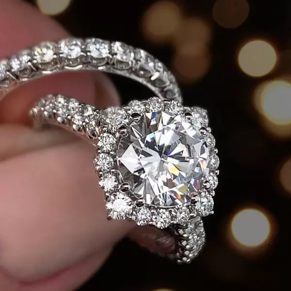 4ct Halo Round Cut White Sapphire Bridal Set