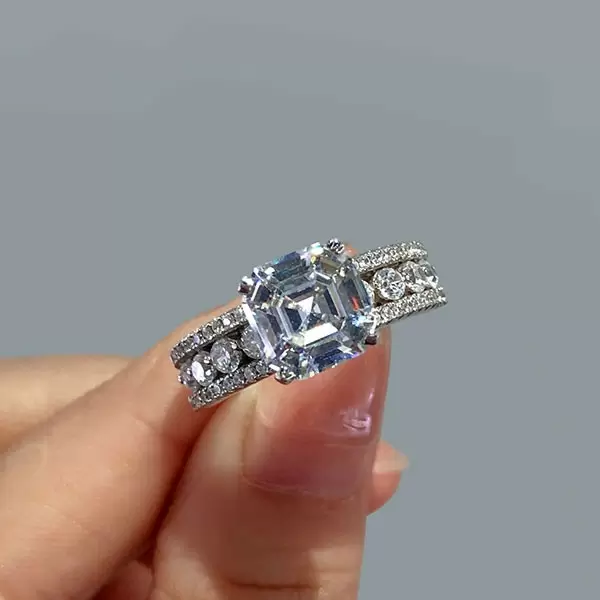 Handmade 2.0 CT Asscher Cut Engagement Ring