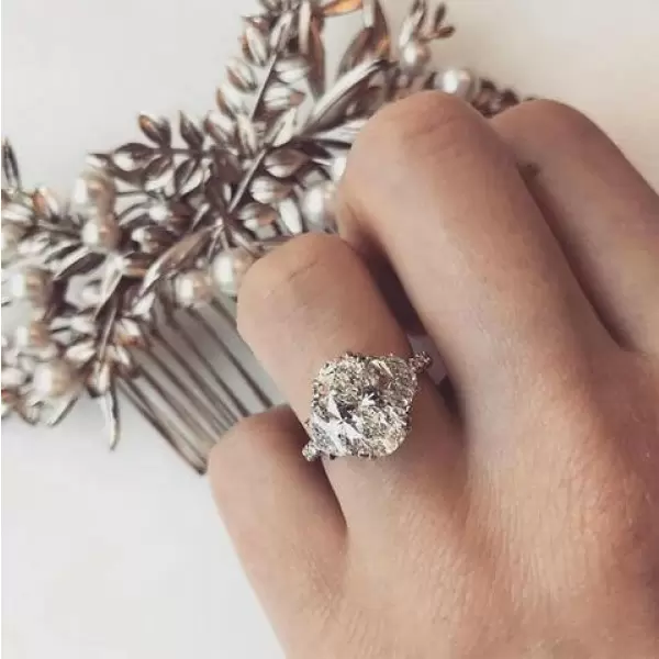 4ct Three-stone Oval Cut White Sapphire Engagement Ring