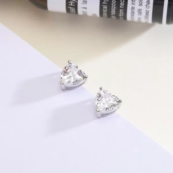 Heart Cut White Sapphire Stud Earrings