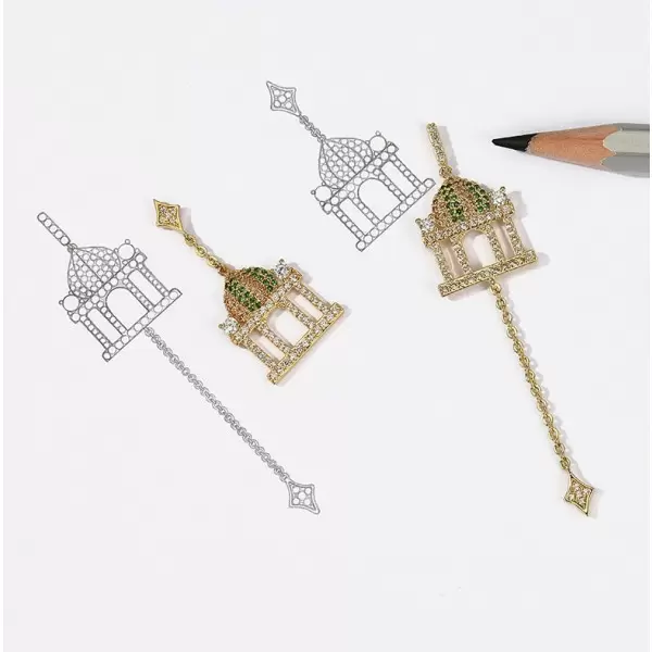 Asymmetrical Earrings Building Series Arab Night