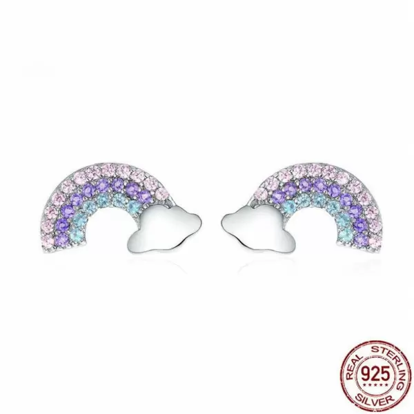 Handmade Rainbow S925 Sterling Silver Stud Earrings