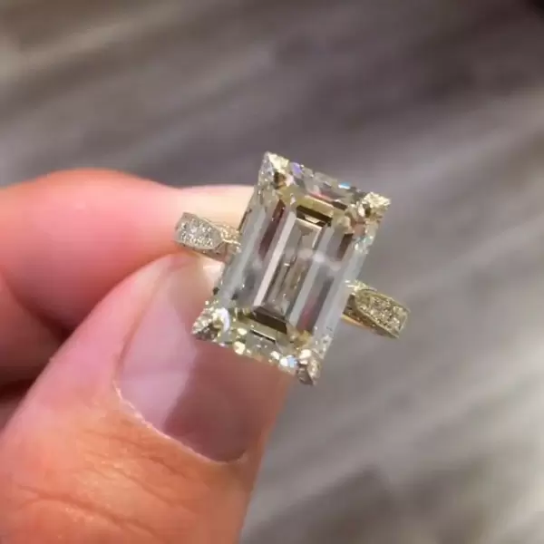 5ct Emerald Cut Engagement Ring in Gold