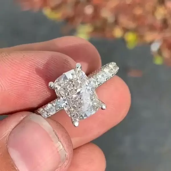 Handmade Amazing Design Cushion Cut Engagement Ring