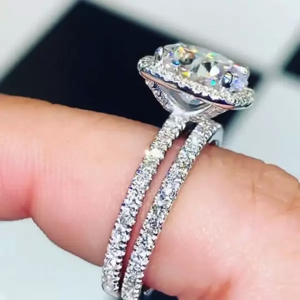 Handmade Stunning Set Featuring 3.0CT Round Engagement Ring