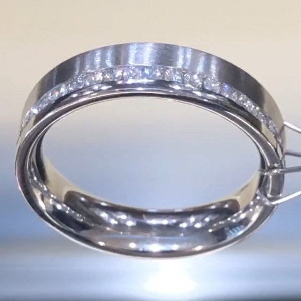 Pave Setting Round Cut Eternity Band for Men