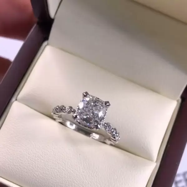 Handmade Cushion Cut Beauty Sterling Silver Engagement Ring