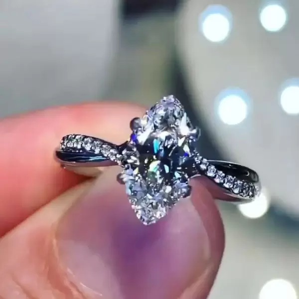 Handmade 1.70ct Marquise Solitaire Ring with Intertwine Diamond Band