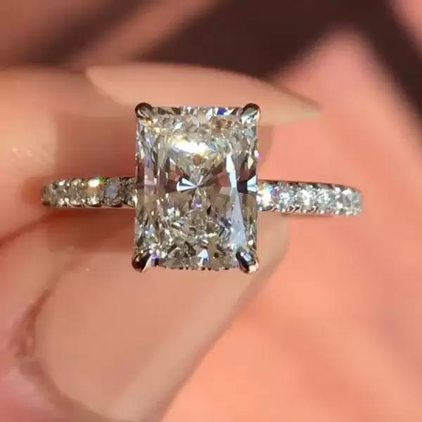 3.5ct Radiant Cut White Sapphire Engagement Ring