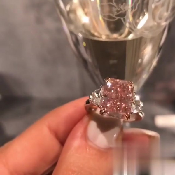 4ct Radiant Cut Pink Sapphire Engagement Ring