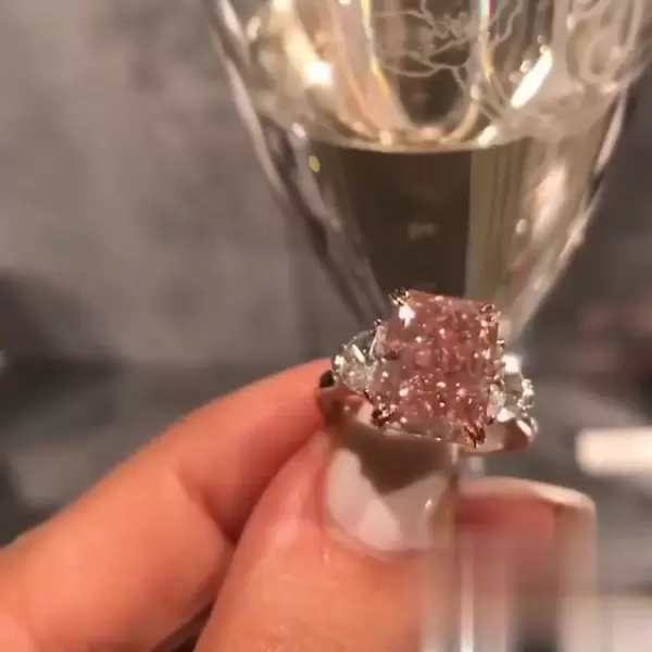 4ct Radiant Cut Pink Sapphire Engagement Ring