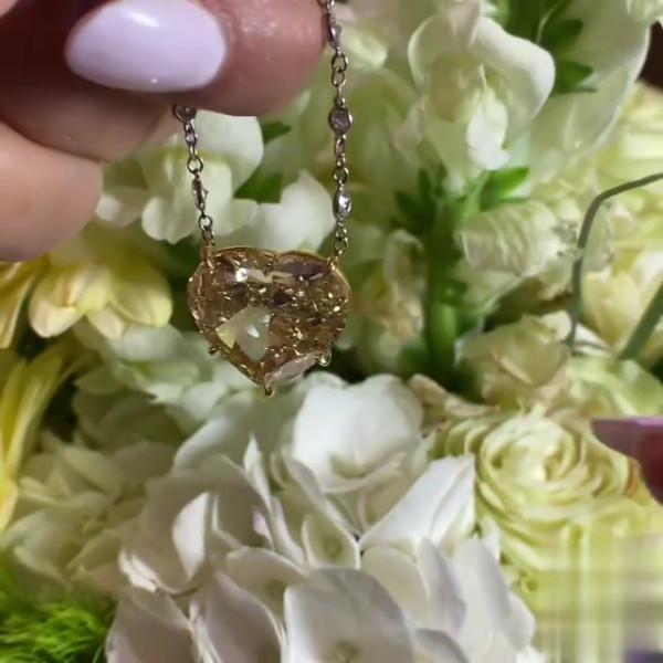 7ct Heart Cut Yellow Sapphire Pendant Necklace