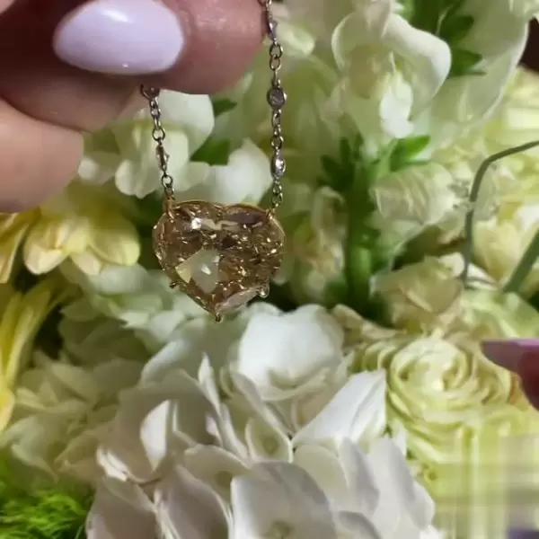 7ct Heart Cut Yellow Sapphire Pendant Necklace