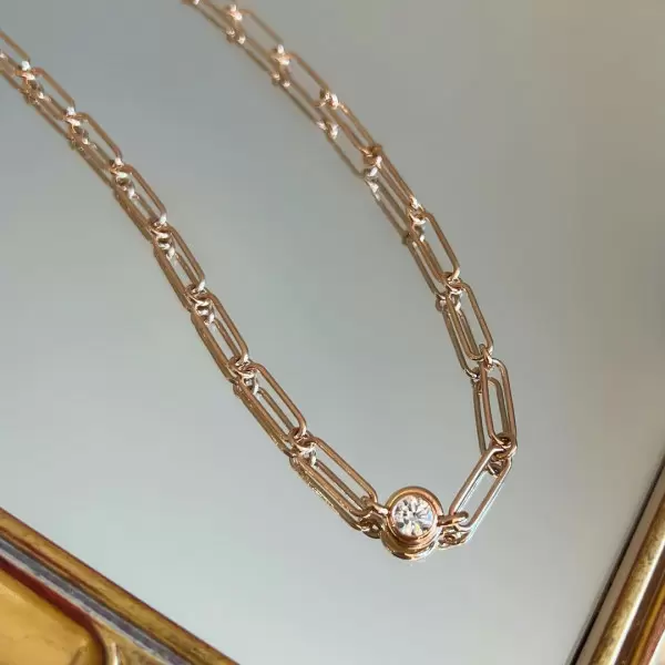 2ct Round Cut Bubble Pendant Paperclip Necklace