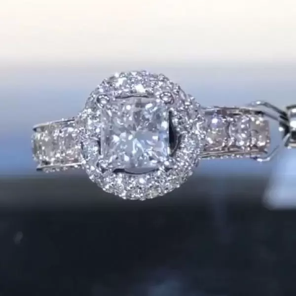 1.2ct Princess Cut Halo Engagement Ring