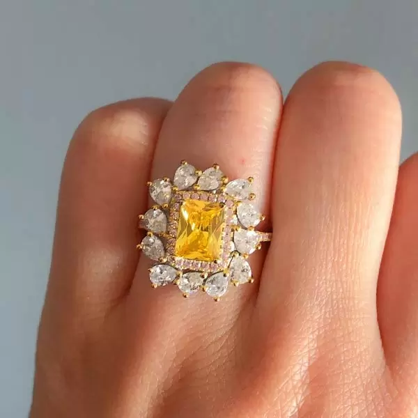 Handmade 4.5 CT Fancy Yellow Sterling Silver Ring