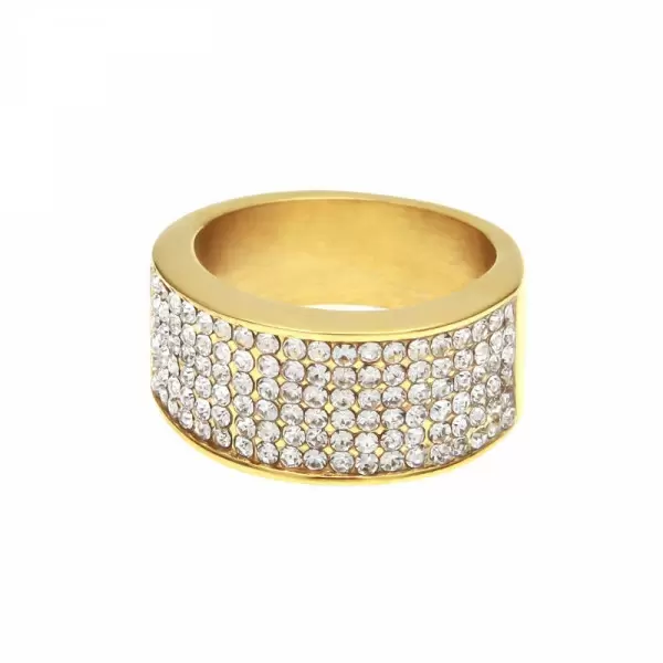 Micro Pave Setting Stainless Steel Men's Band Ring