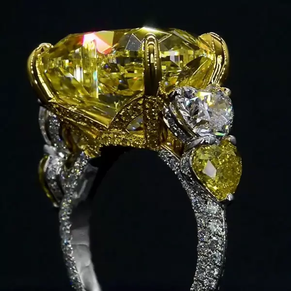9.4ct Heart Cut Yellow Sapphire Engagement Ring