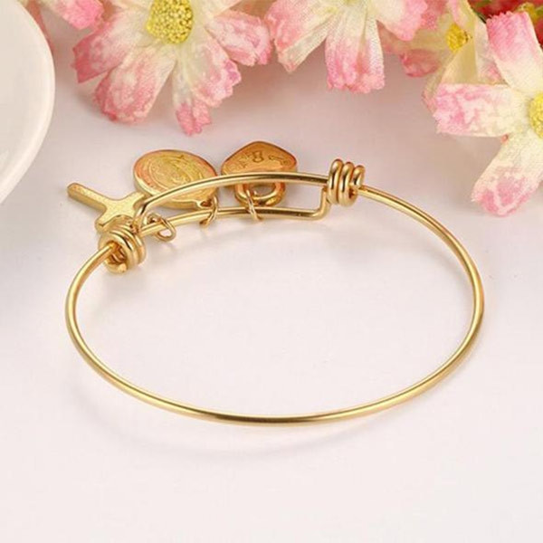 Gold Tone Charm Bracelet in Stainless Steel