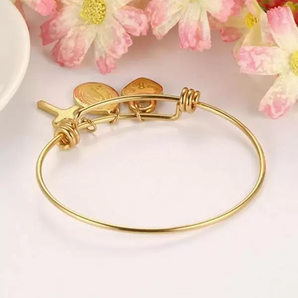 Gold Tone Charm Bracelet in Stainless Steel
