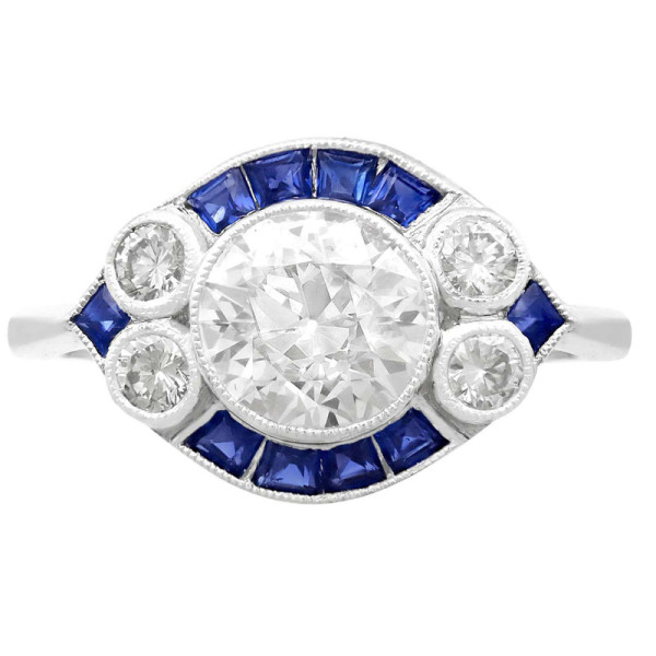 1.48ct Art Deco Calibre Halo Engagement Ring
